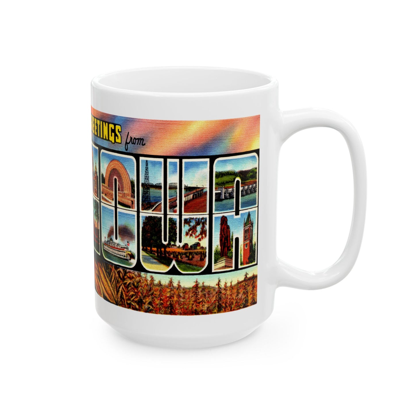 Memebly Scenic Vintage Greetings from Iowa IA Coffee Mug