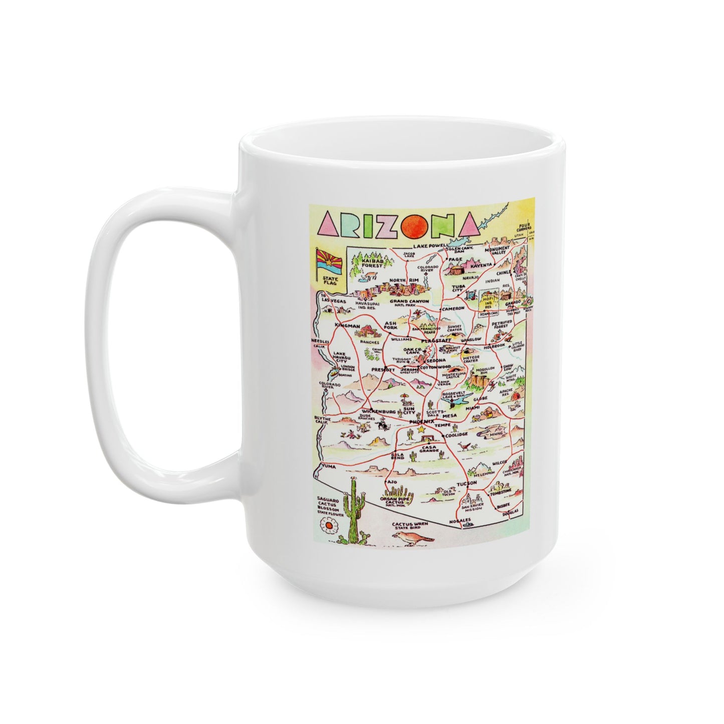 Memebly Unique Vintage AZ Arizona Map Coffee Mug