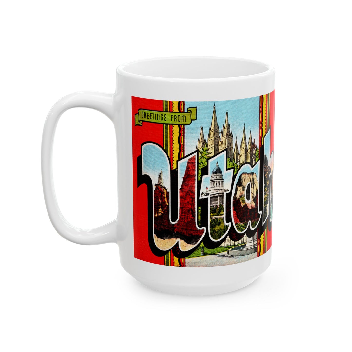 Memebly Colorful Retro Greetings from Utah UT Coffee Mug