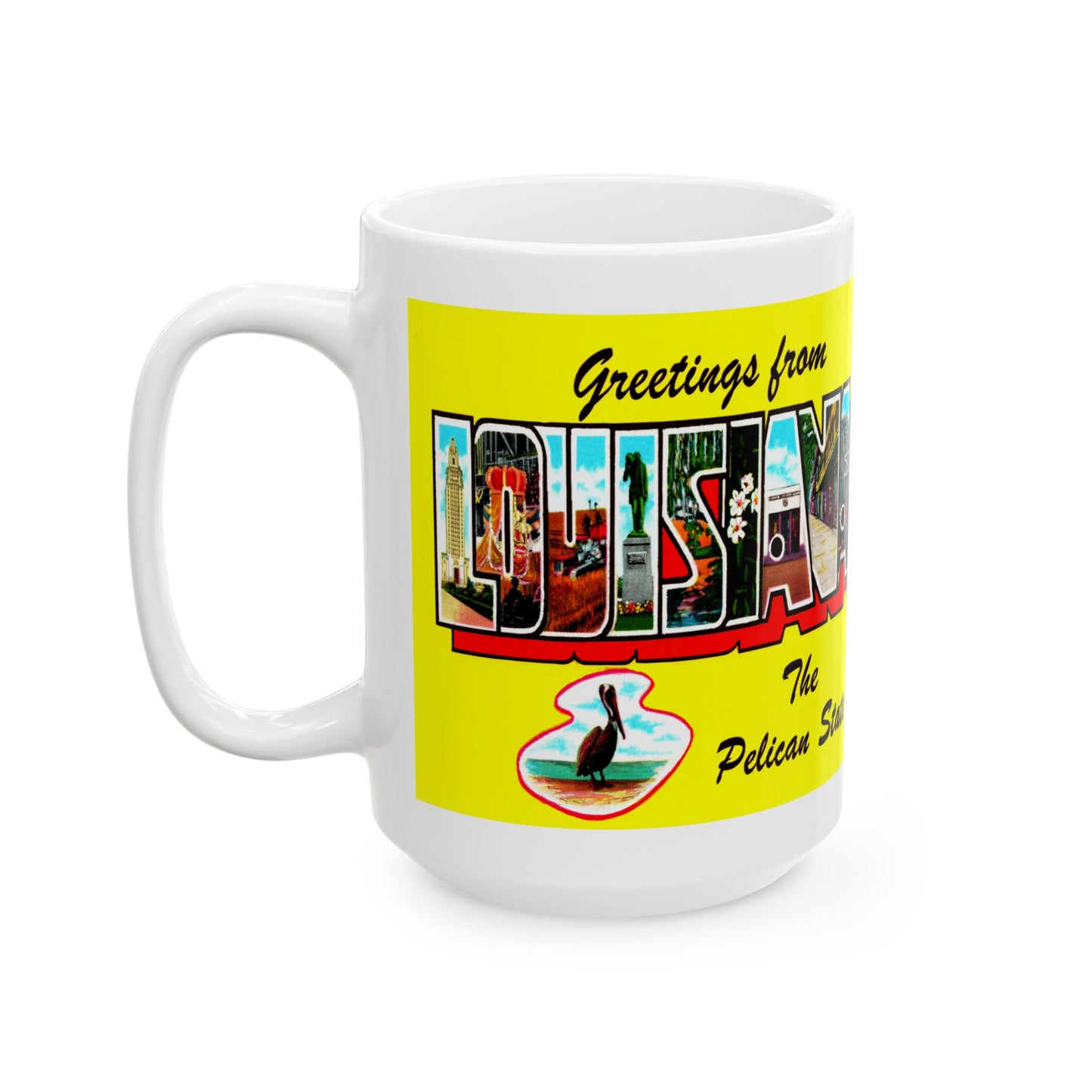 Memebly Retro 1950s Greetings from Louisiana LA Coffee Mug