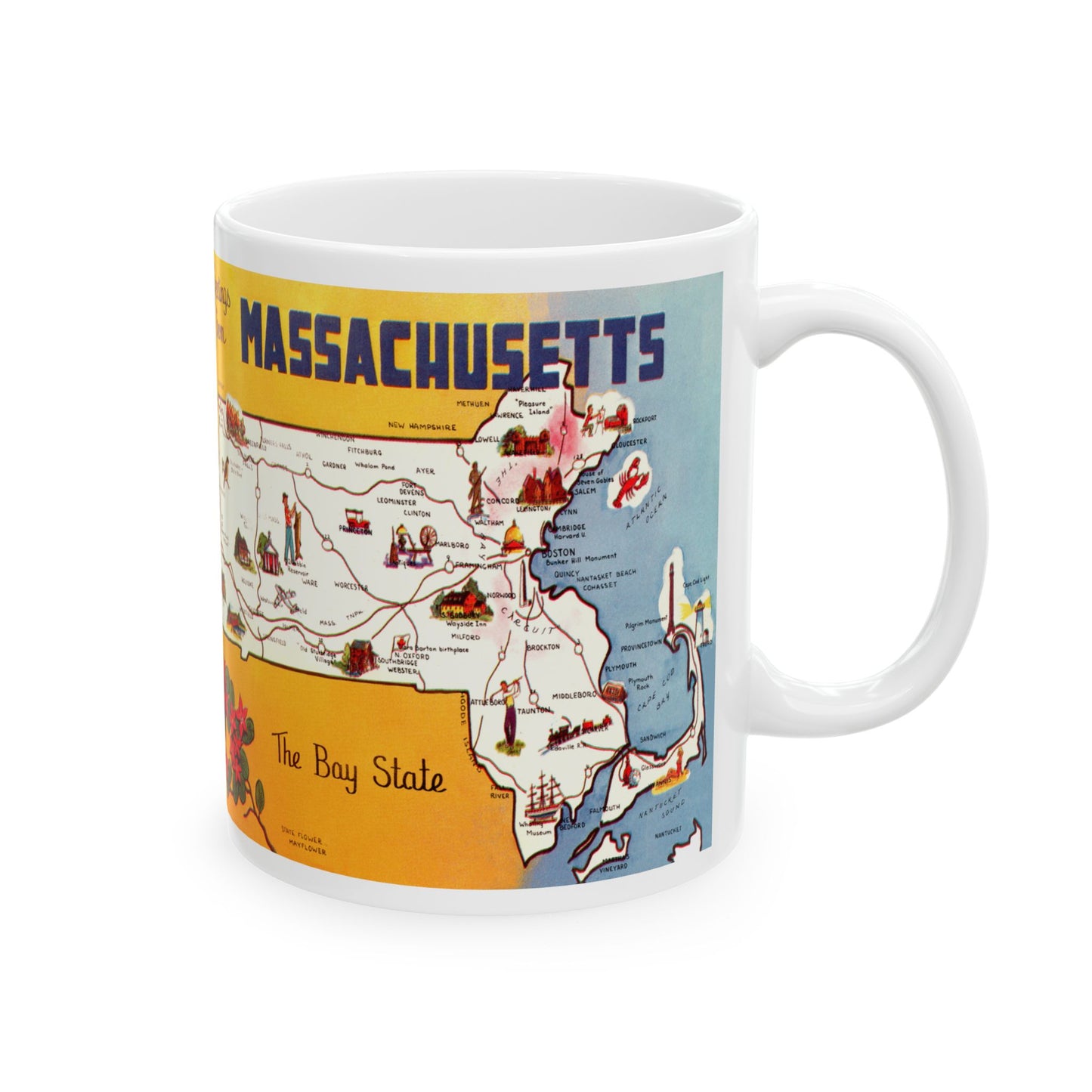 Memebly Vintage Retro Greetings from Massachusetts MA Coffee Mug Coffee Mug