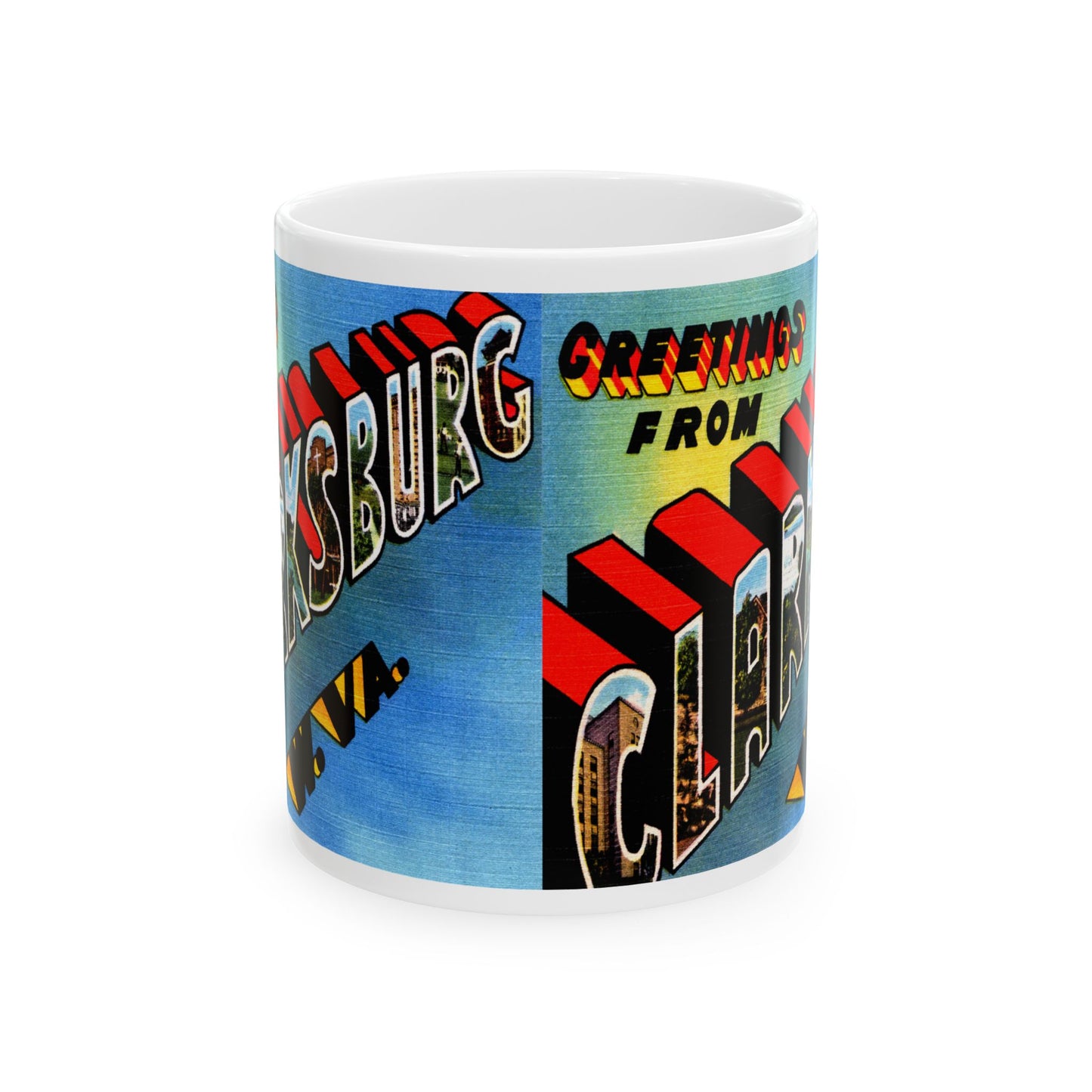 Memebly Vintage Greetings from Clarksburg WV West Virginia Coffee Mug