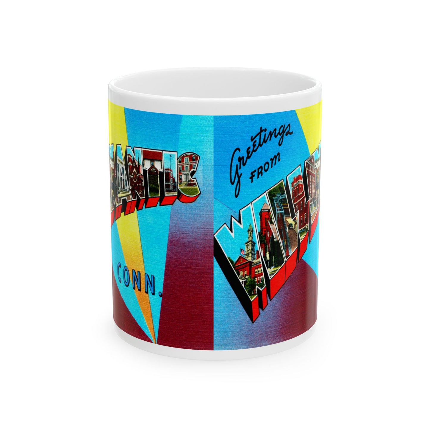 Memebly Vintage Greetings from Willimantic CT Connecticut Coffee Mug