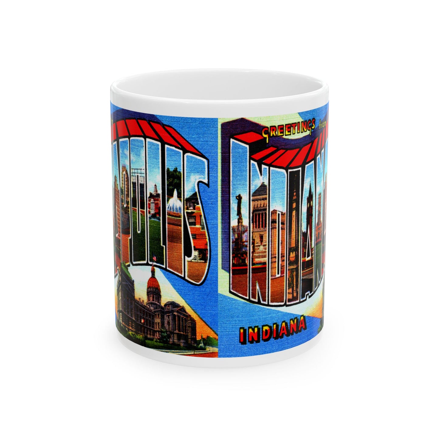 Memebly Colorful Retro Greetings from Indianapolis IN Indiana Coffee Mug