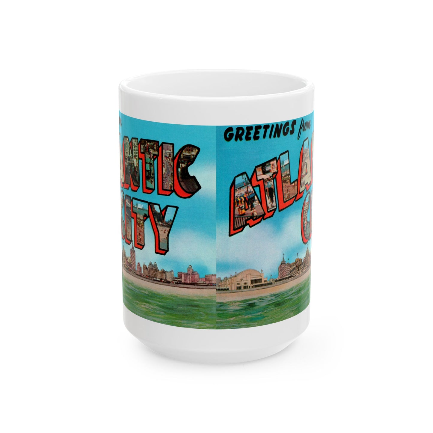 Memebly Retro 1950s Greetings from Atlantic City NJ New Jersey Coffee Mug