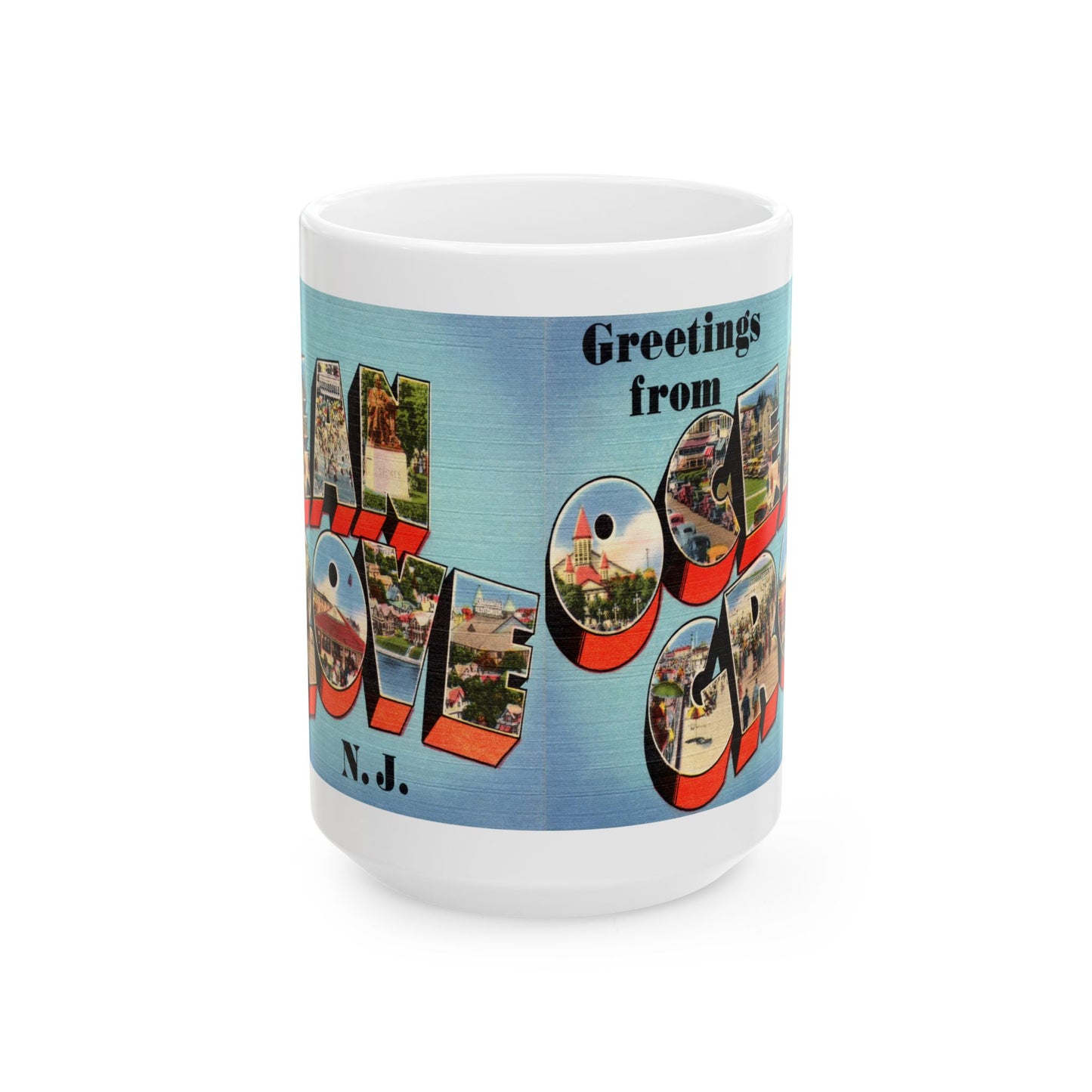 Memebly Scenic Retro Greetings from Ocean Grove NJ New Jersey Coffee Mug