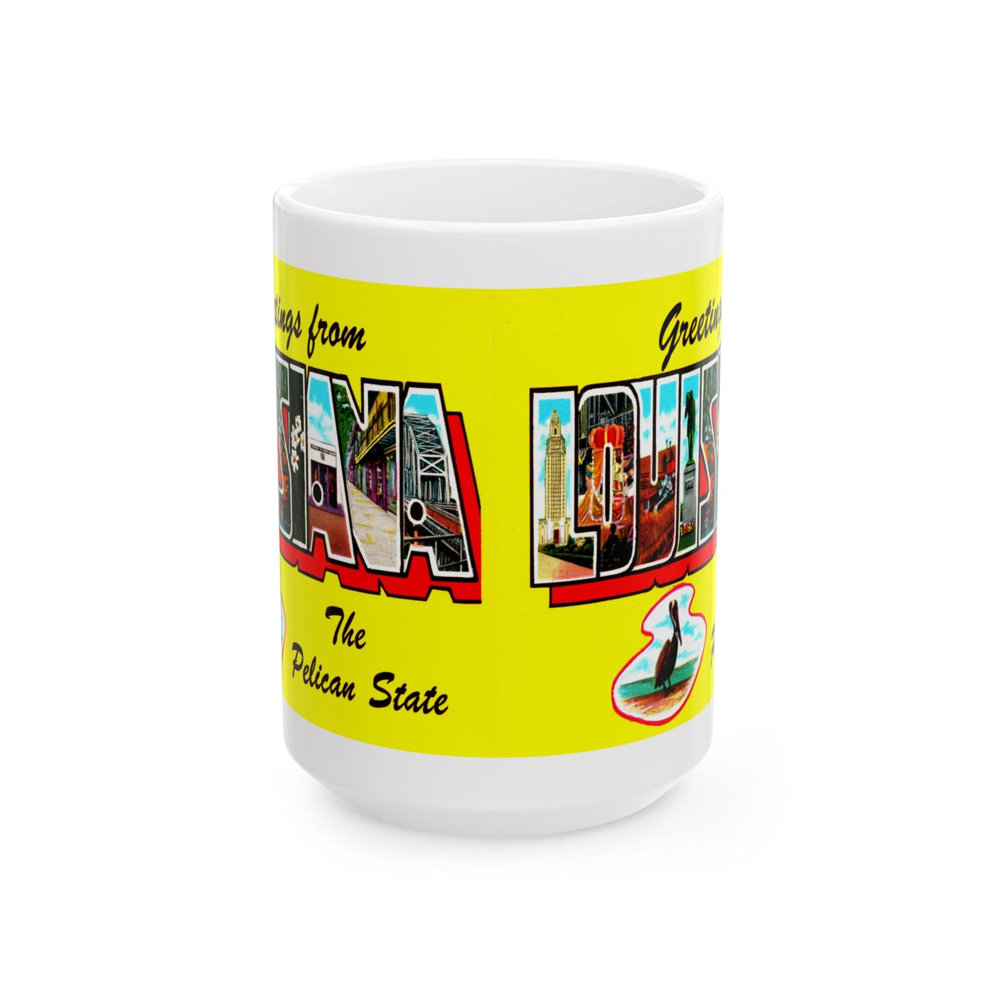 Memebly Retro 1950s Greetings from Louisiana LA Coffee Mug