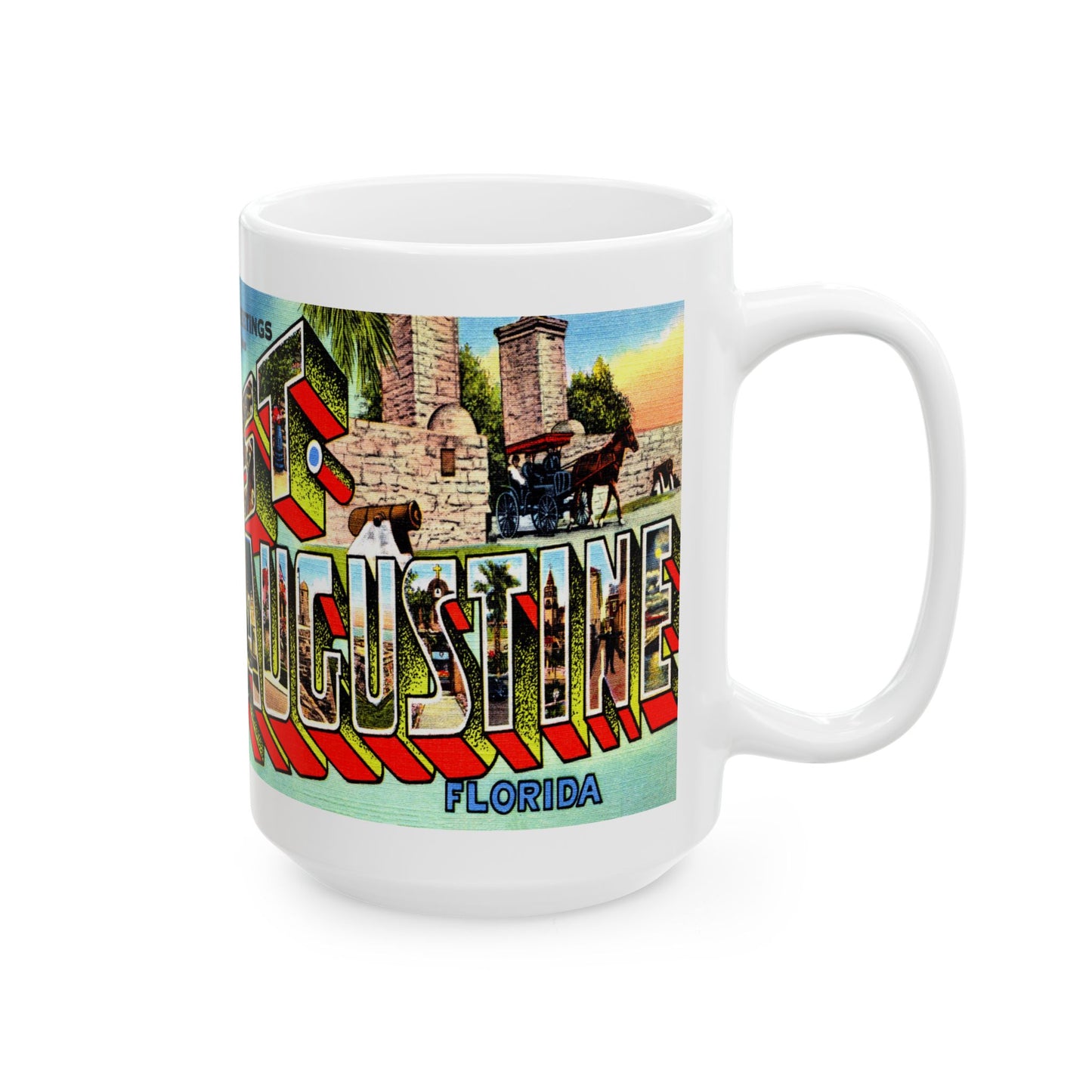 Memebly Colorful Retro Greetings from St Augustine FL Florida Coffee Mug