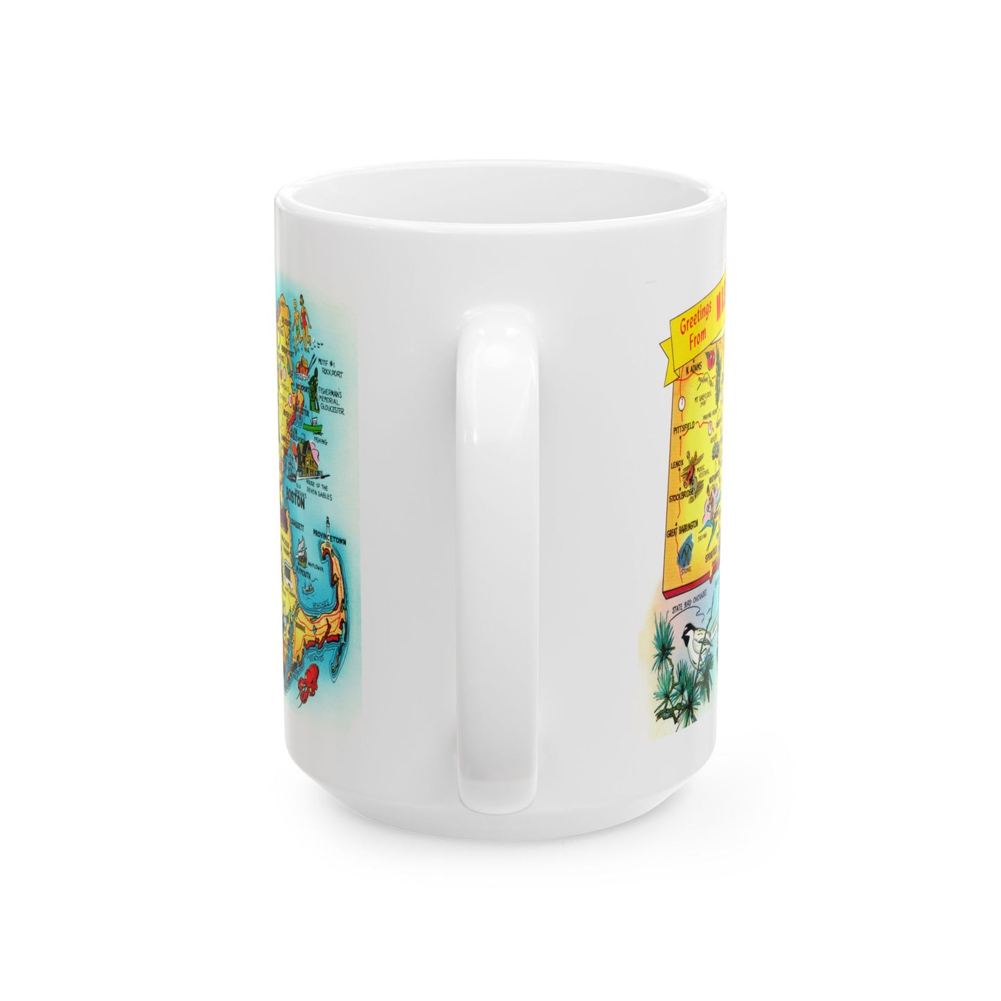 Memebly Retro  Greetings from Massachusetts MA Map Coffee Mug