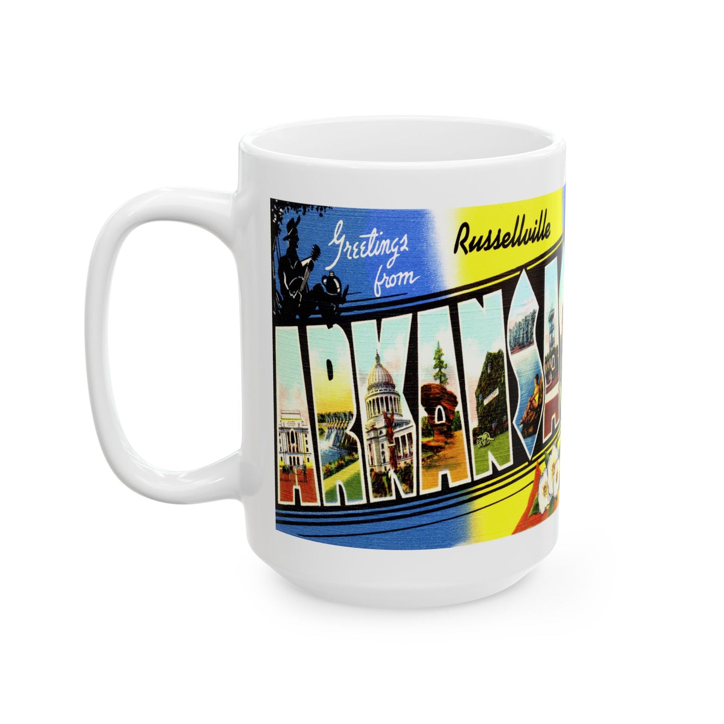 Memebly Vintage Greetings from Russellville AR Arkansas Coffee Mug