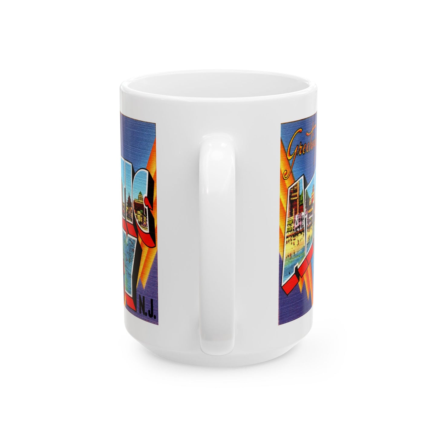 Memebly Vintage Greetings from Atlantic City NJ New Jersey Coffee Mug