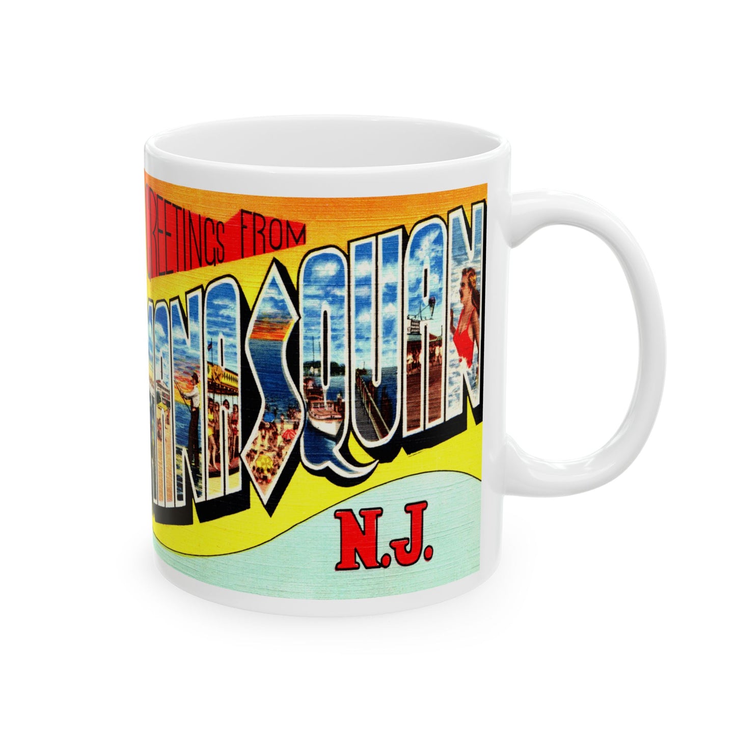 Memebly Vintage Greetings from Manasquan NJ New Jersey Coffee Mug