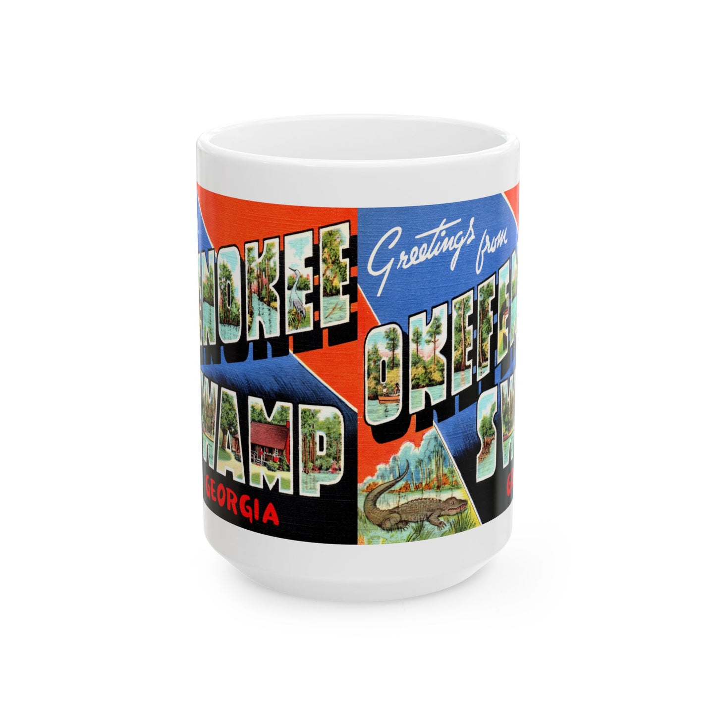 Memebly Vintage Greetings from Okefenokee Swamp GA Coffee Mug