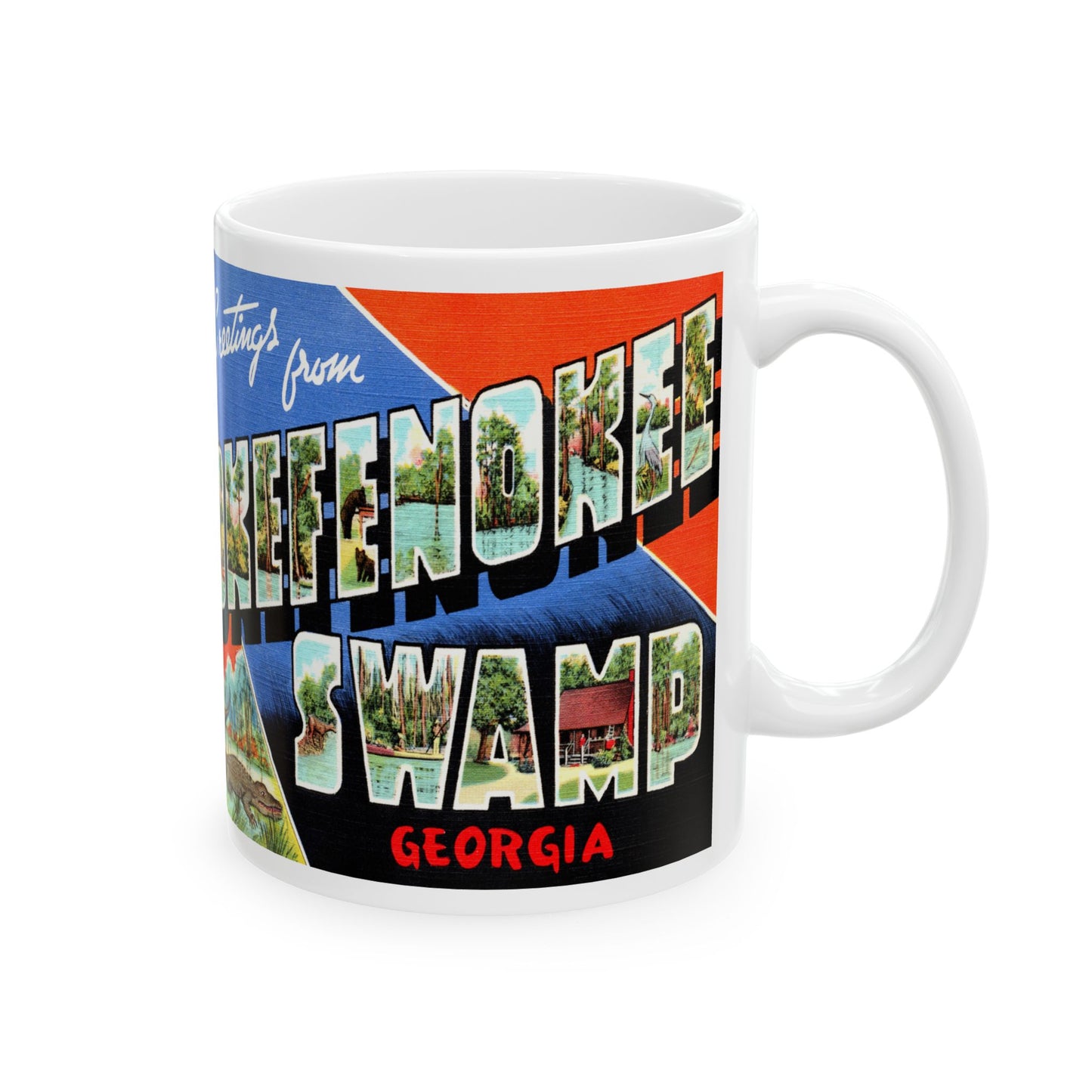 Memebly Vintage Greetings from Okefenokee Swamp GA Coffee Mug