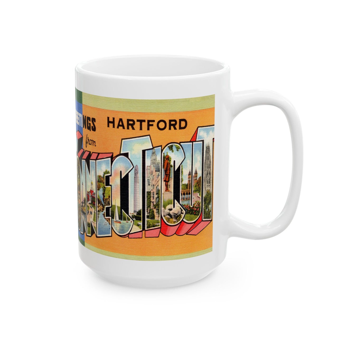 Memebly Colorful Retro Greetings from Hartford CT Coffee Mug