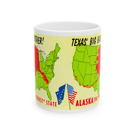 Memebly Vintage Texas Big Brother Alaska  Map Coffee Mug