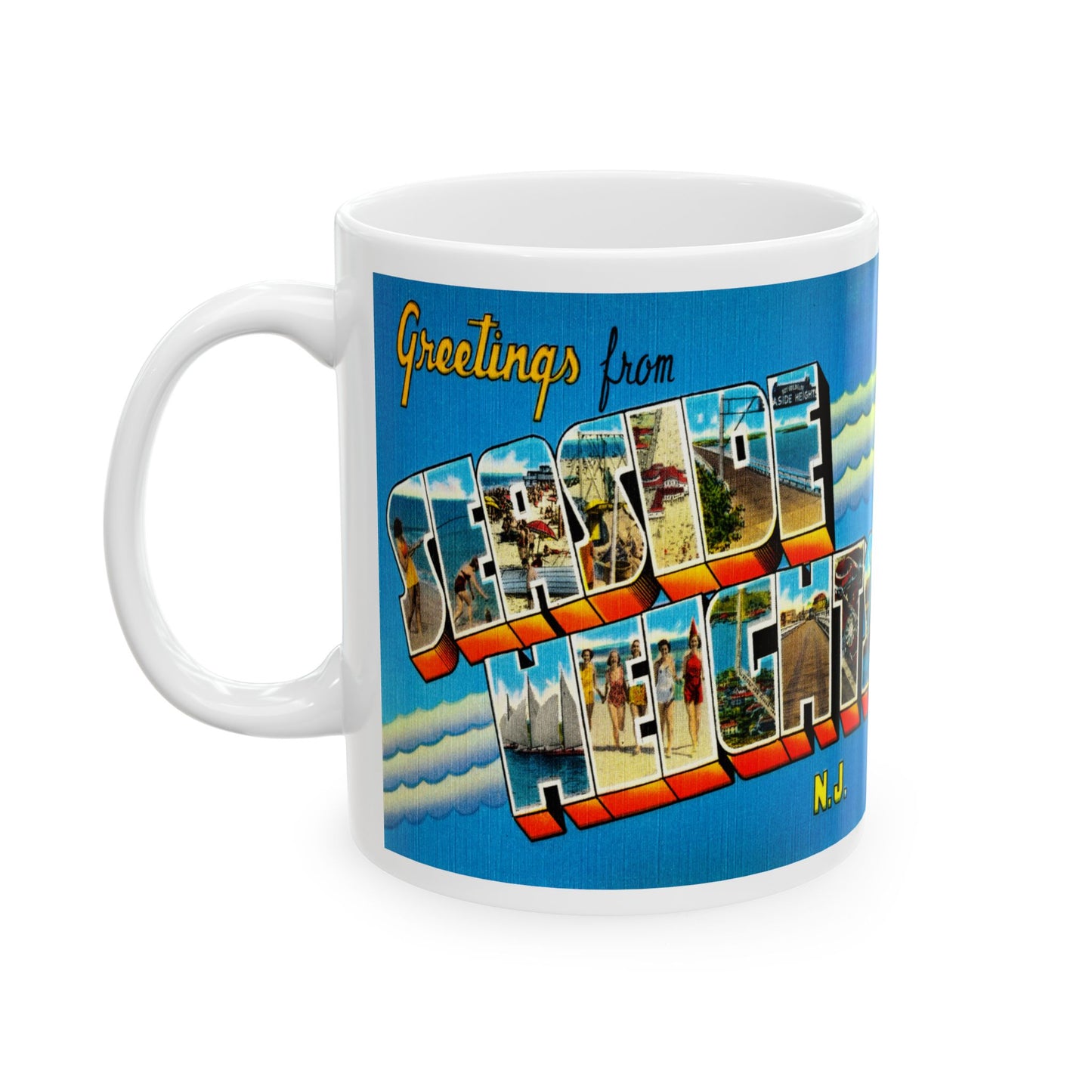 Memebly Vintage Greetings from Seaside Heights NJ New Jersey Coffee Mug