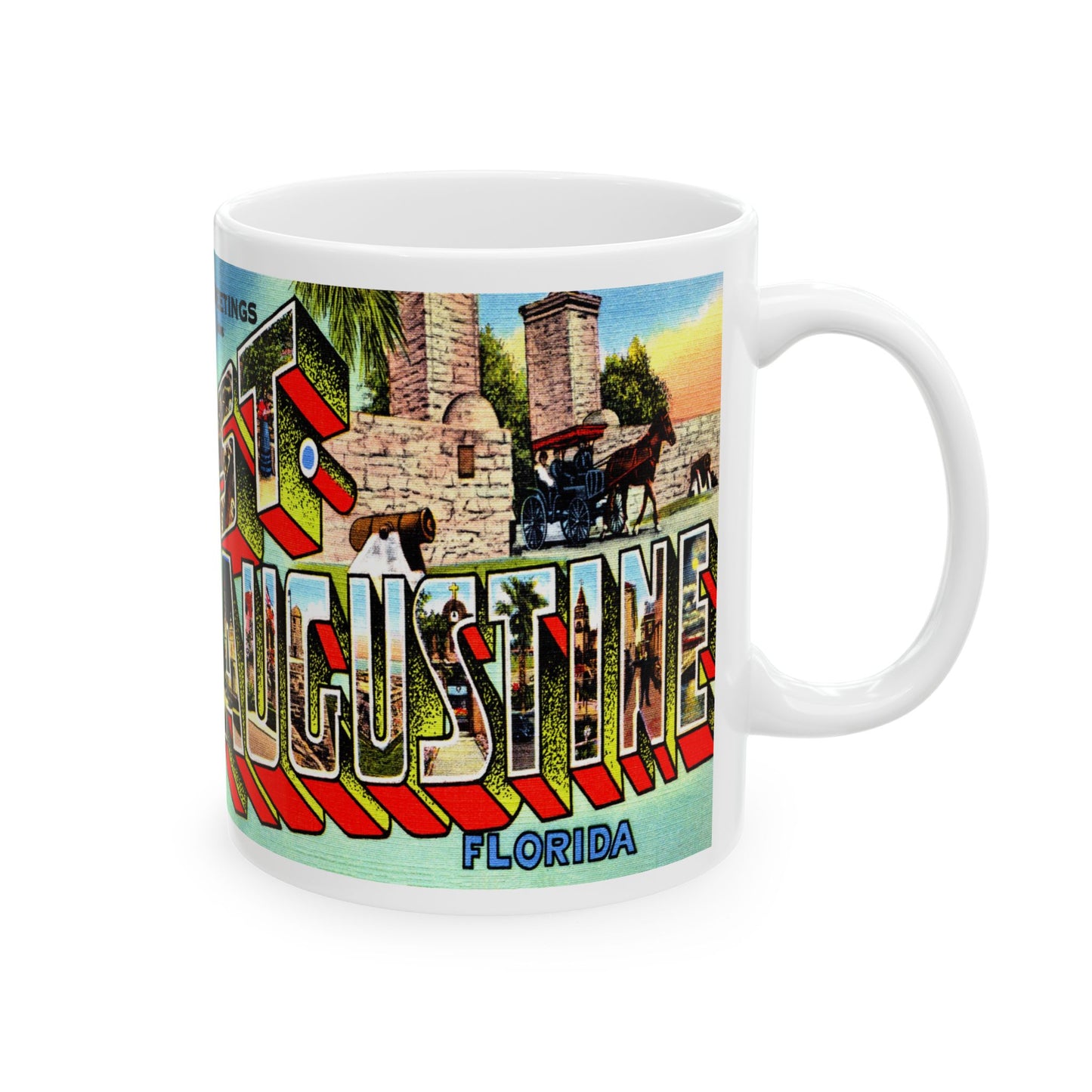 Memebly Colorful Retro Greetings from St Augustine FL Florida Coffee Mug