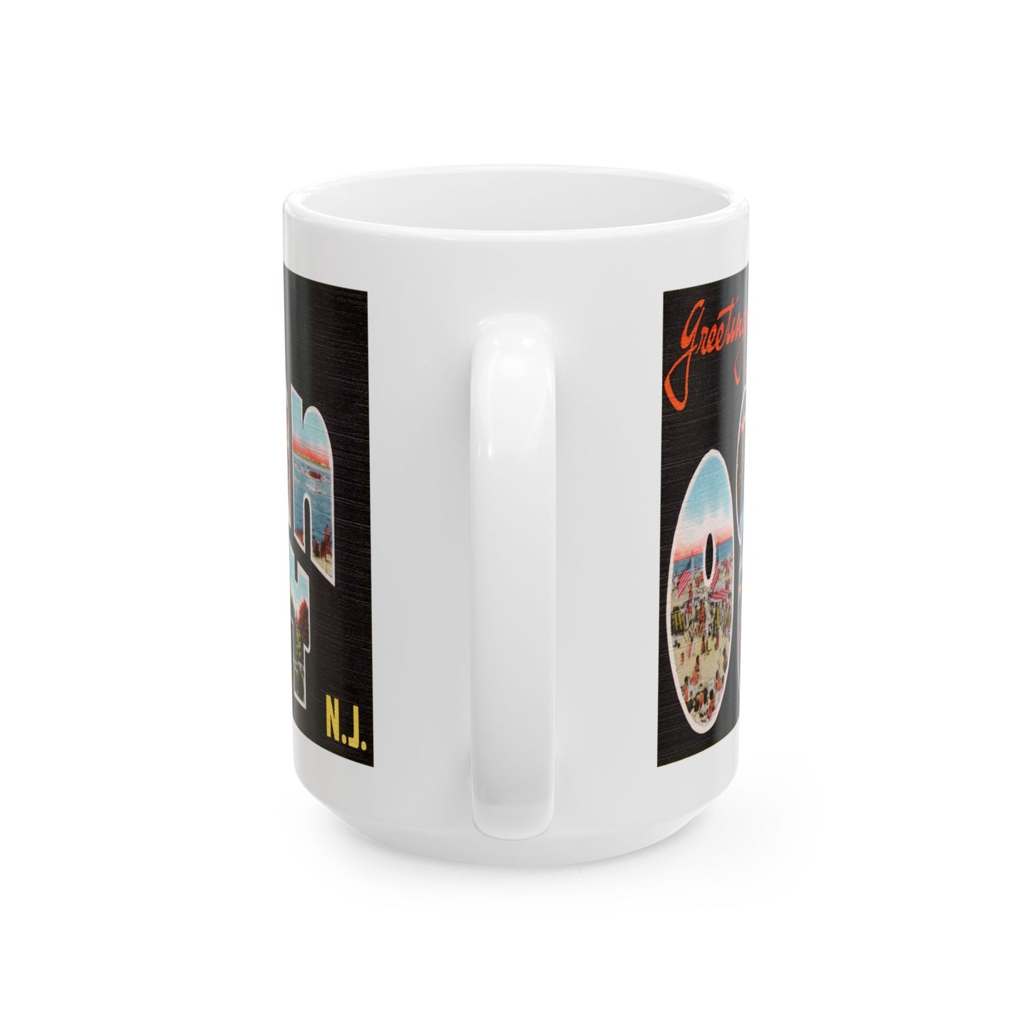 Memebly Scenic Retro Greetings from Ocean City NJ New Jersey Coffee Mug