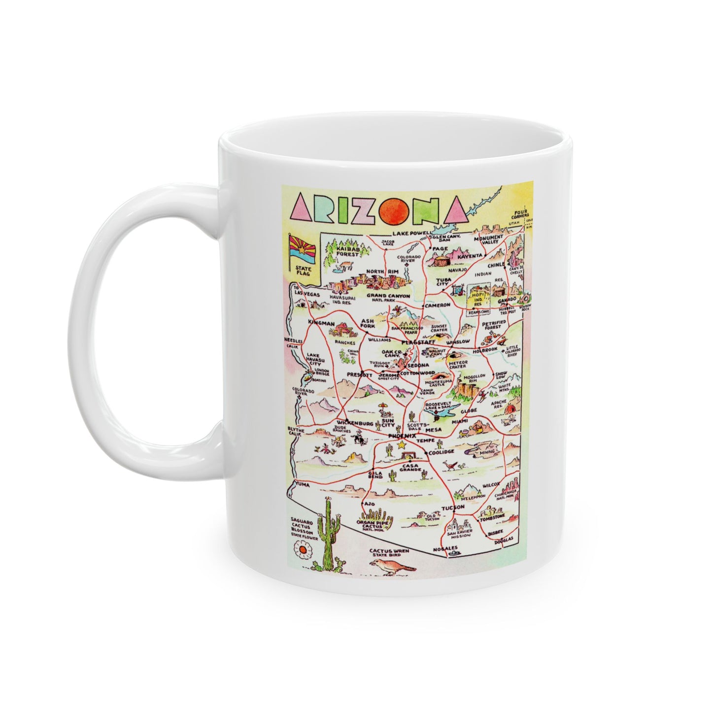 Memebly Unique Vintage AZ Arizona Map Coffee Mug