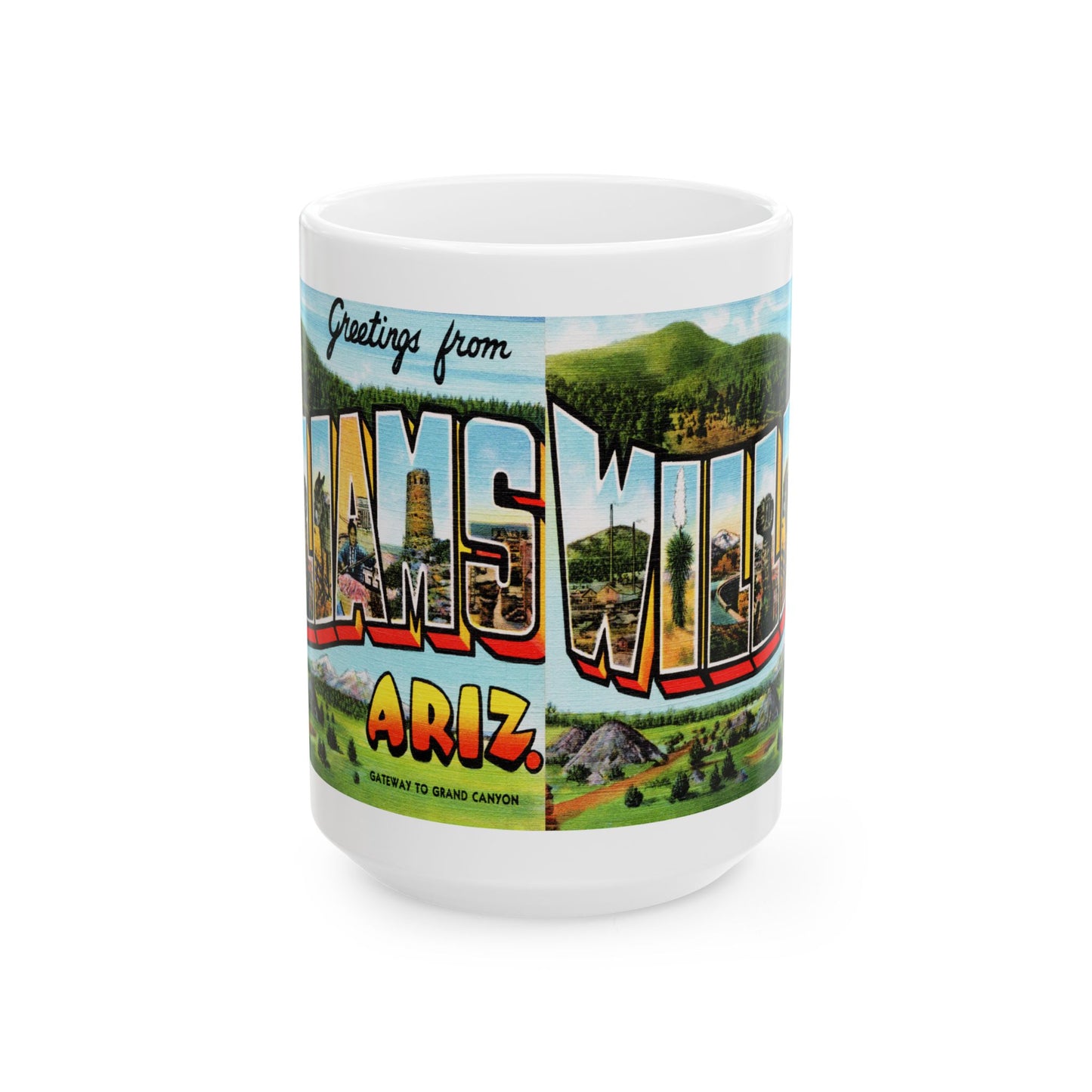 Memebly Vintage Greetings from Williams AZ Arizona Coffee Mug