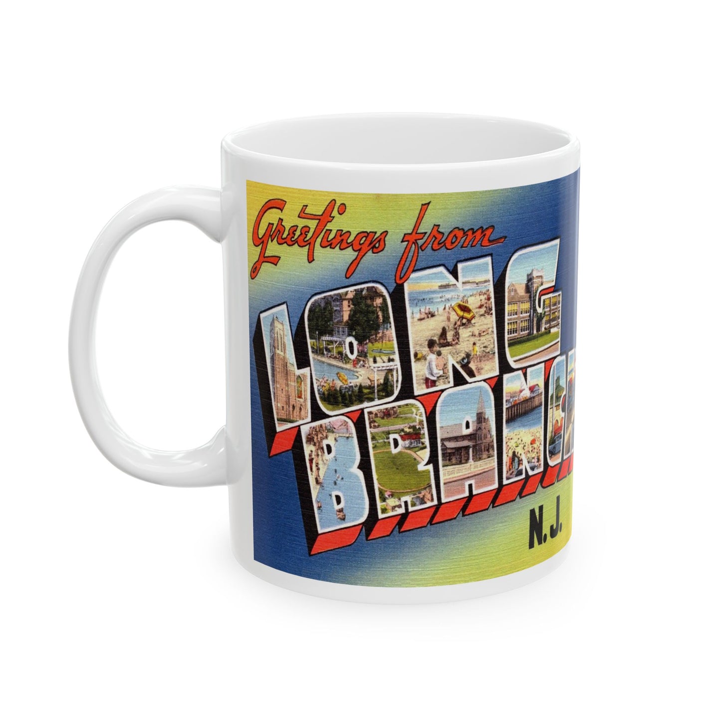 Memebly Retro Greetings from Long Branch NJ New Jersey Coffee Mug