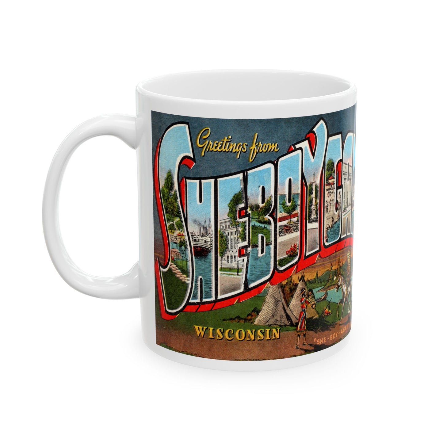 Memebly Vintage Greetings from Sheboygan WY Wyoming Coffee Mug