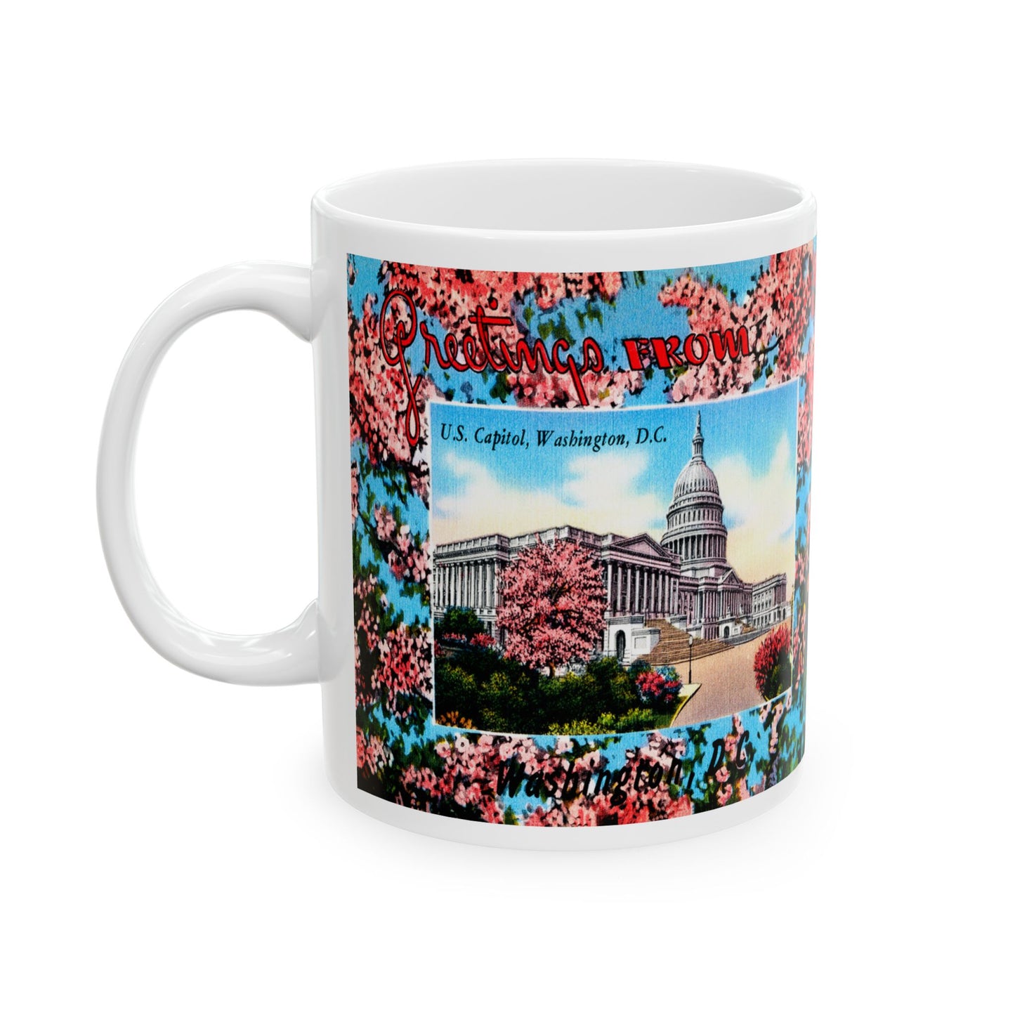 Memebly Vintage Cherry Blossom Greetings from the US Capitol Washington DC Coffee Mug