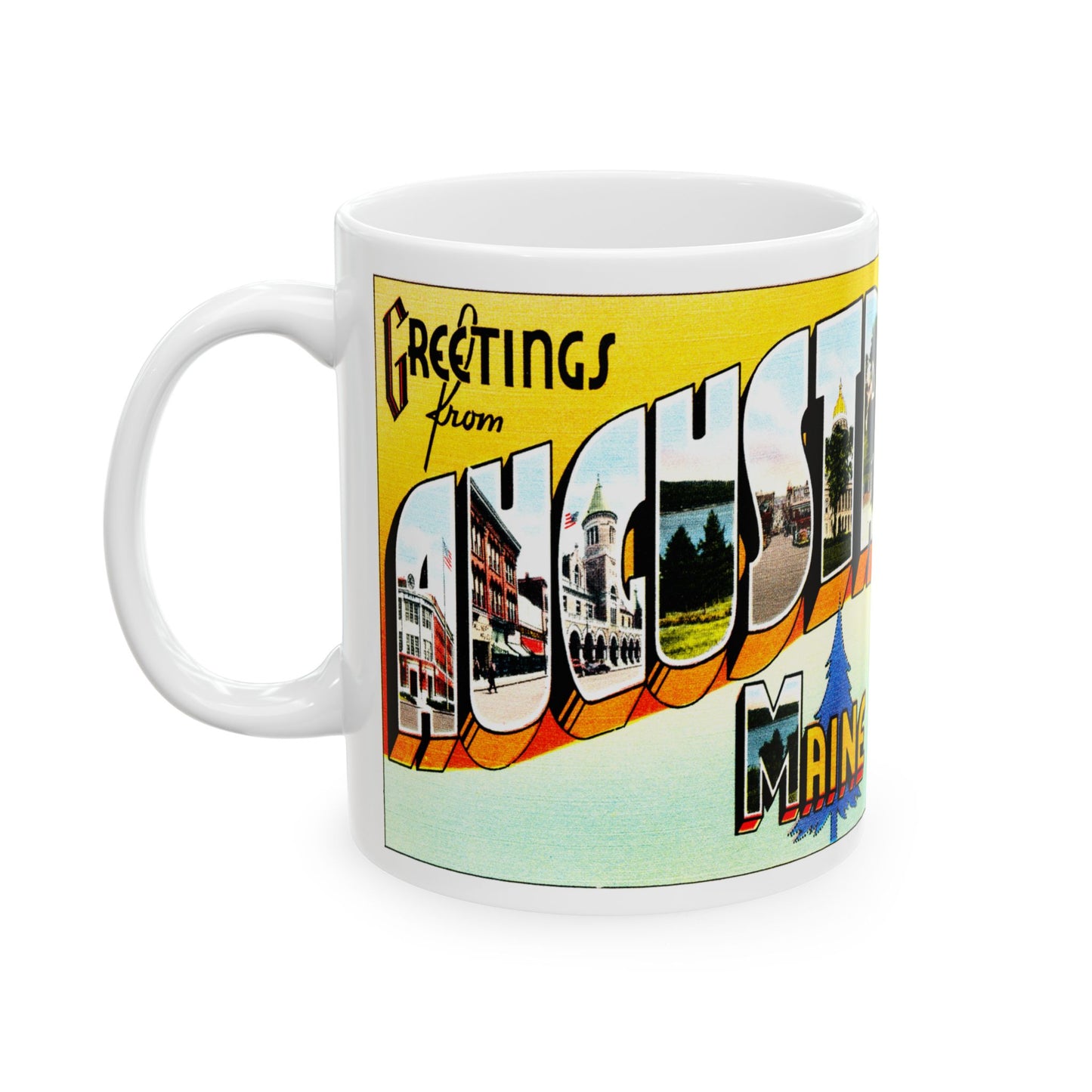 Memebly Vintage Greetings from Agusta ME Maine Coffee Mug