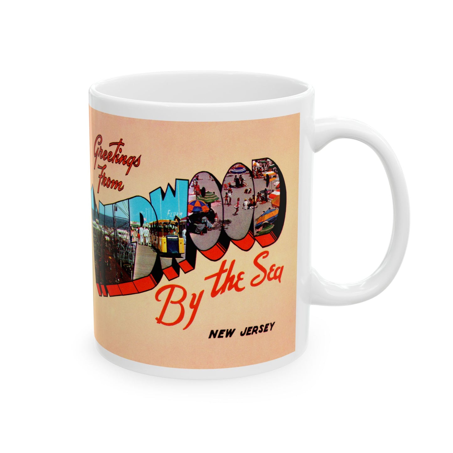 Memebly Retro 1950s Greetings from Wildwood by the Sea NJ New Jersey Coffee Mug