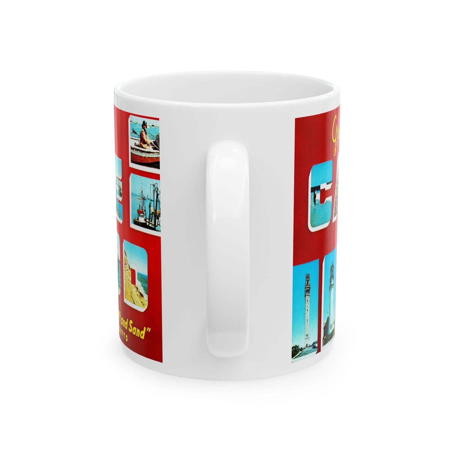 Memebly Retro 1950s Greetings from Cape Cod MA Massachusetts Coffee Mug