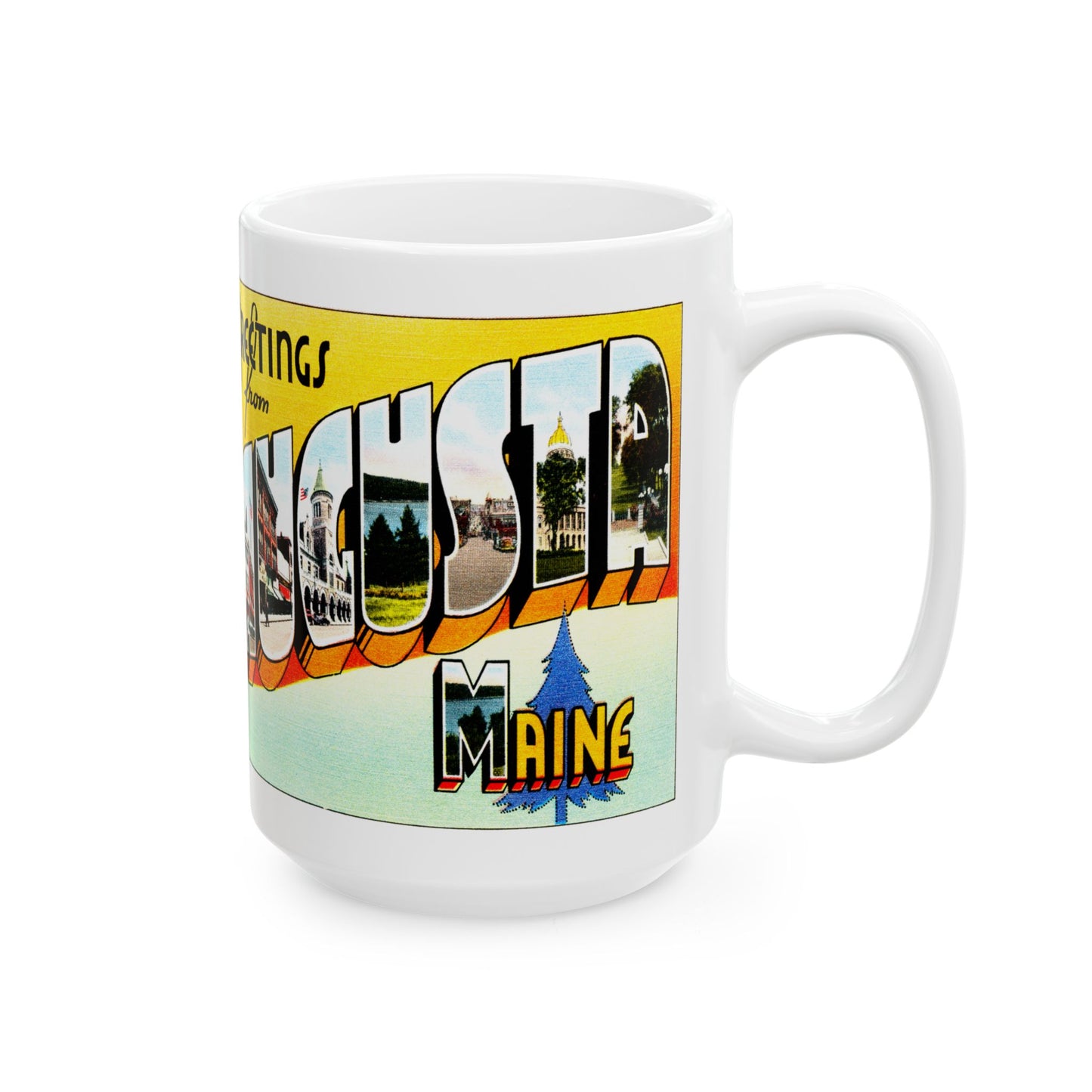 Memebly Vintage Greetings from Agusta ME Maine Coffee Mug