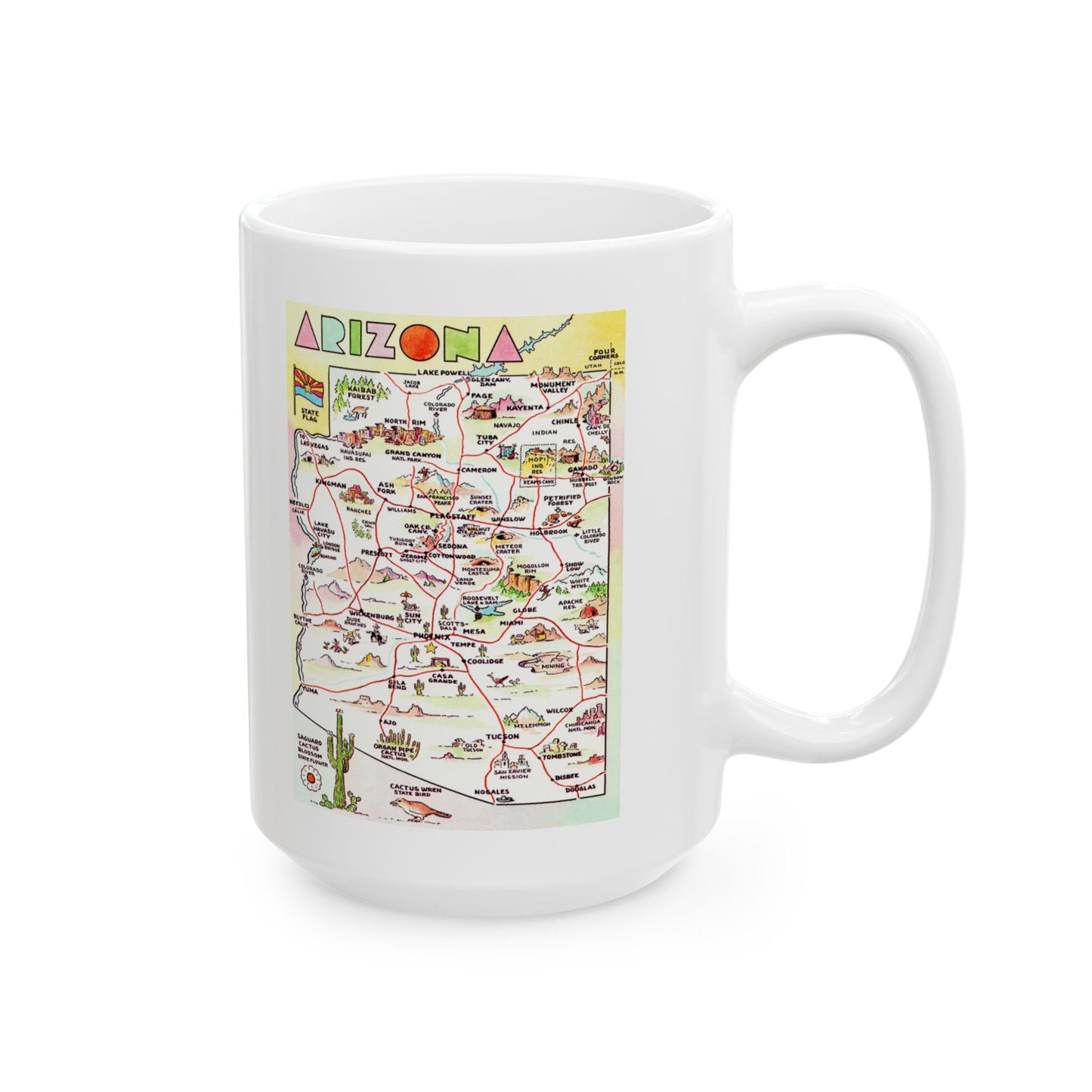 Memebly Unique Vintage AZ Arizona Map Coffee Mug