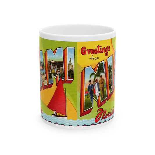 Memebly Vintage Greetings from Miami FL Florida Coffee Mug