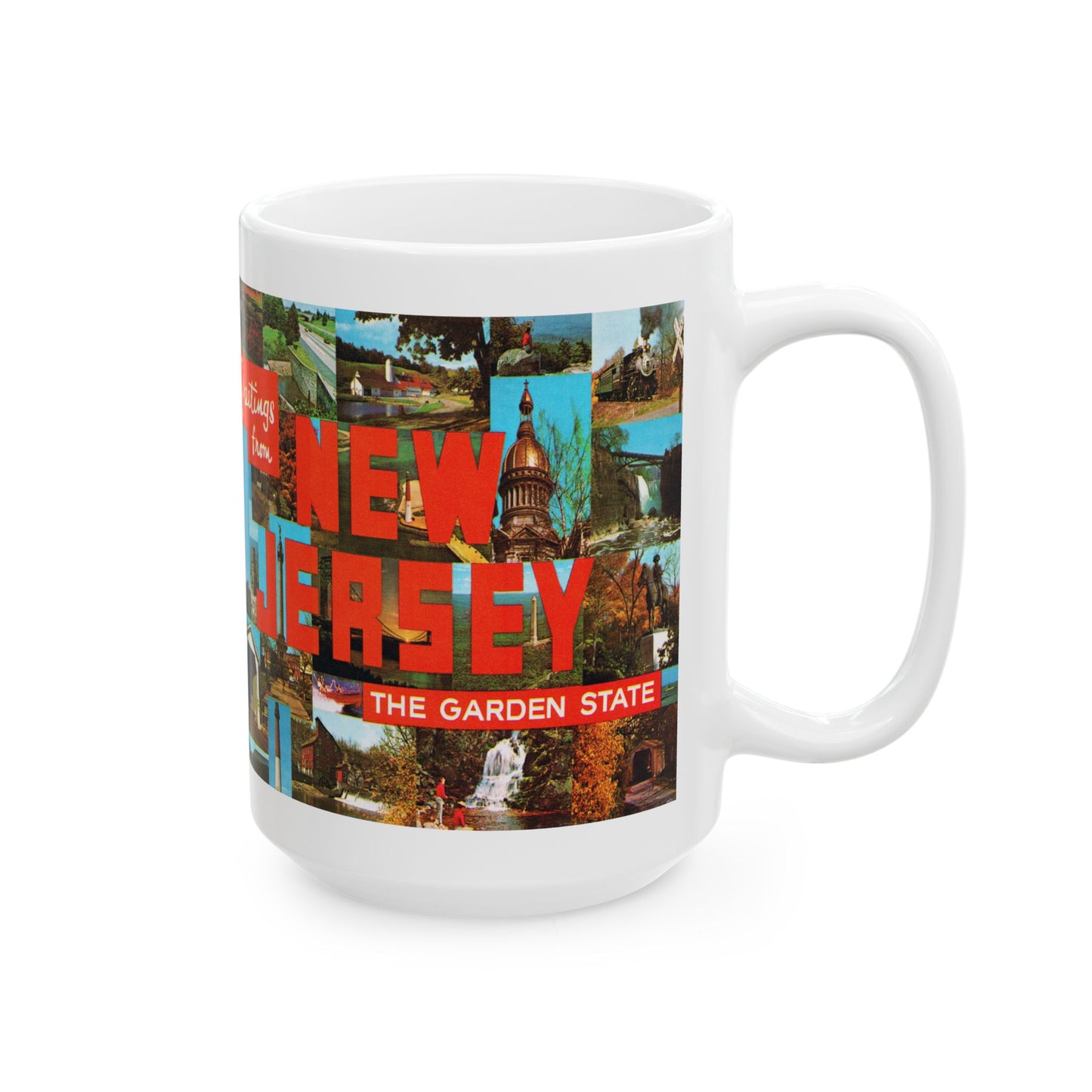 Memebly Vintage 1950s Greetings from New Jersey NJ Coffee Mug