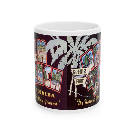 Memebly Colorful Vintage Greetings from Palm Beach FL Florida Coffee Mug