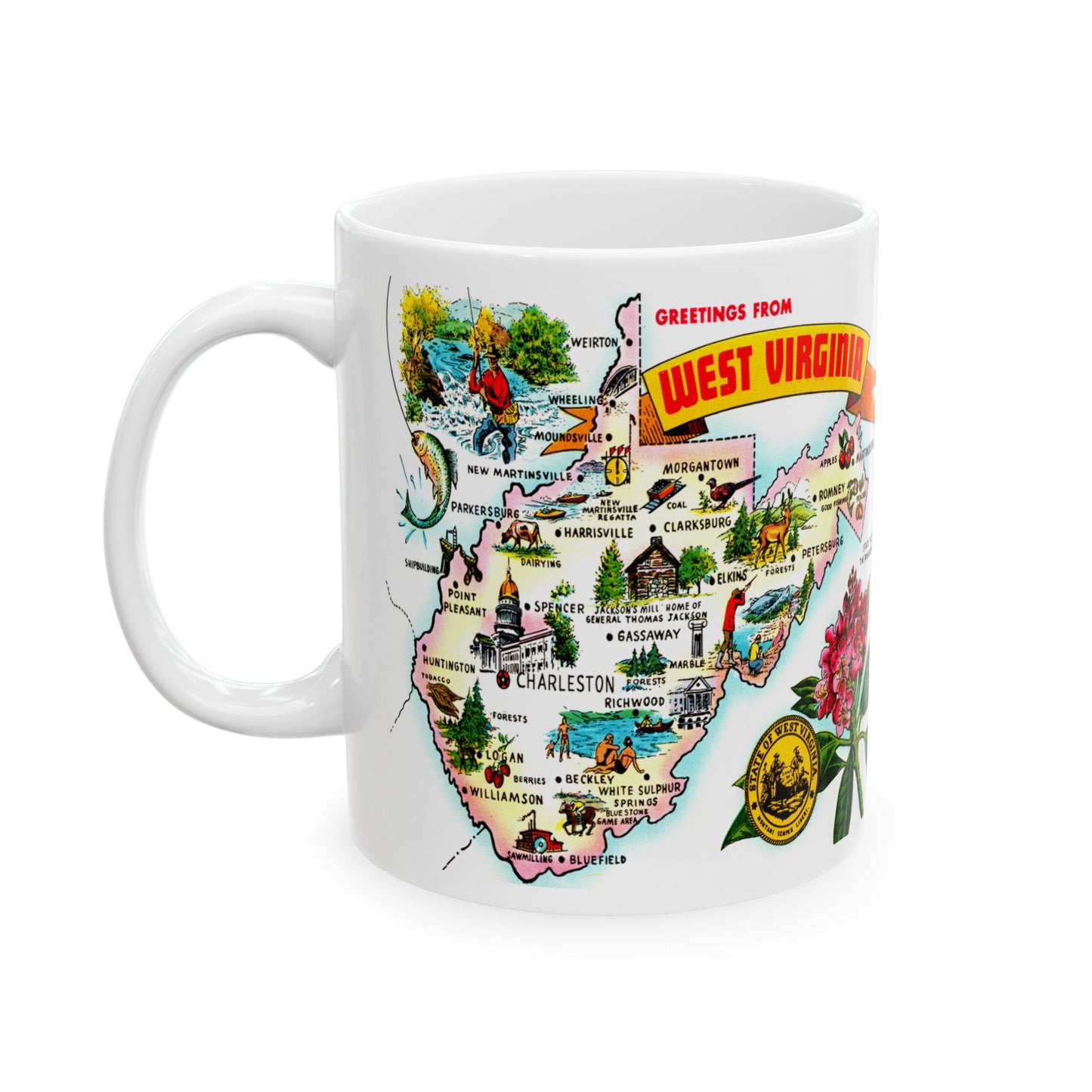 Memebly Vintage Greetings from West Virginia VA Map Coffee Mug