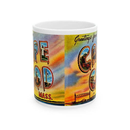 Memebly Colorful Vintage Greetings from Cape Cod MA Massachusetts Coffee Mug