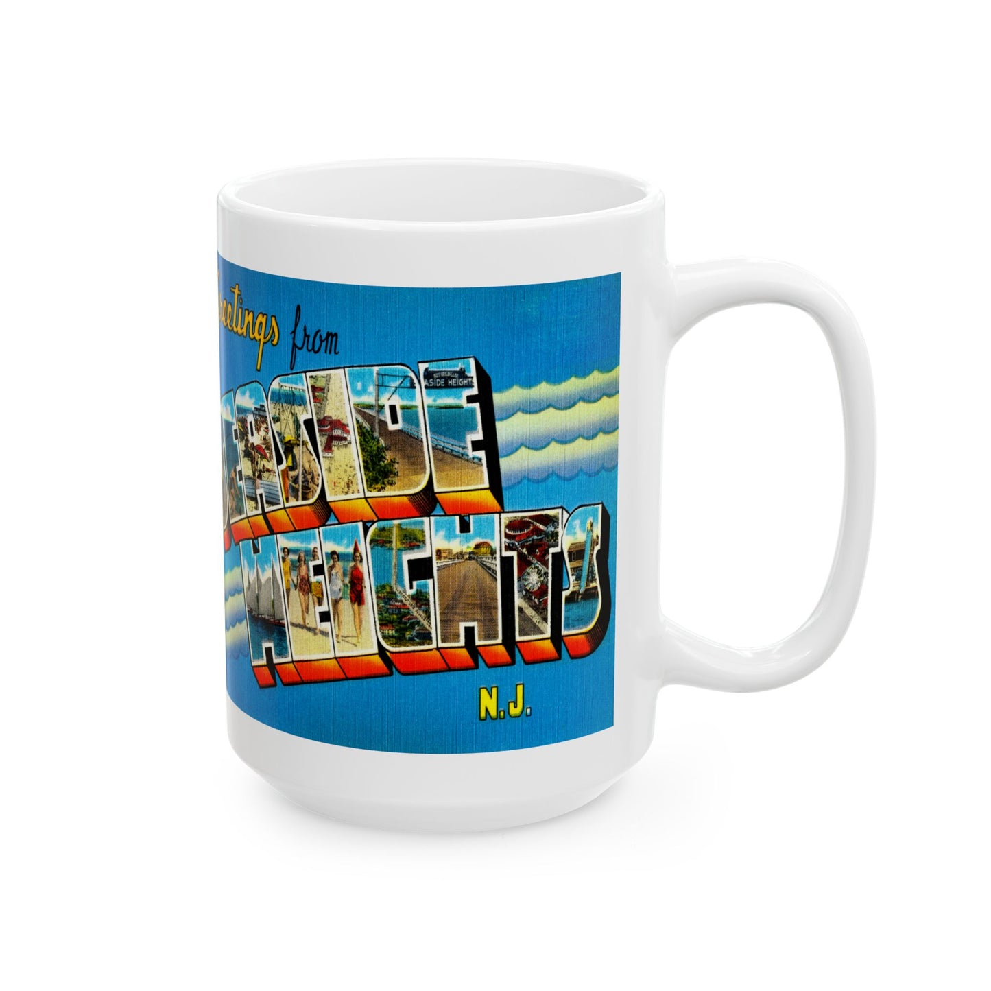 Memebly Vintage Greetings from Seaside Heights NJ New Jersey Coffee Mug