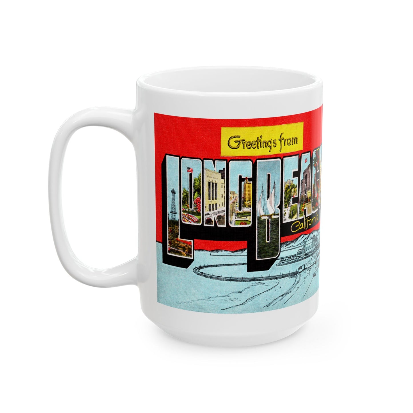 Memebly Retro Greetings from Long Beach CA California Coffee Mug