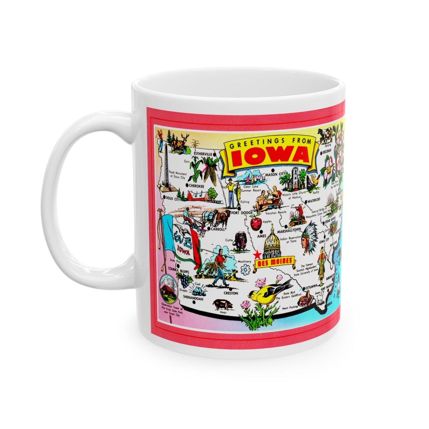 Memebly Scenic Greetings from Iowa IA Map Coffee Mug