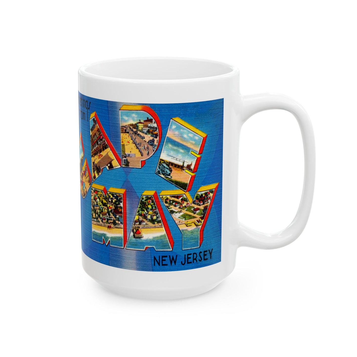 Memebly Scenic Vintage Greetings from Cape May NJ New Jersey Coffee Mug