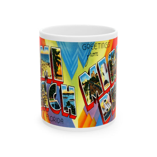 Memebly Colorful Greetings from Miami Beach FL Florida Coffee Mug