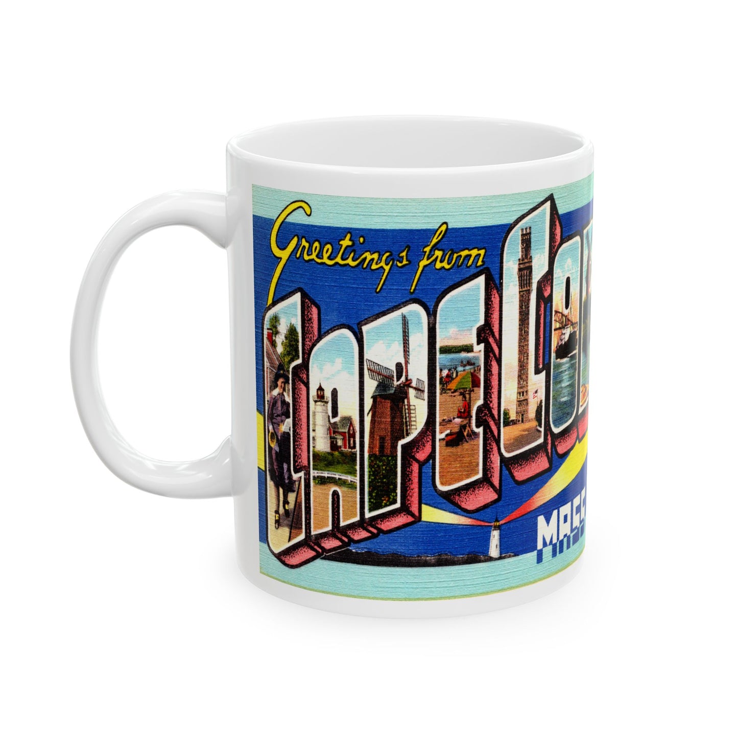 Memebly Vintage Retro Greetings from Cape Cod MA Massachusetts Coffee Mug