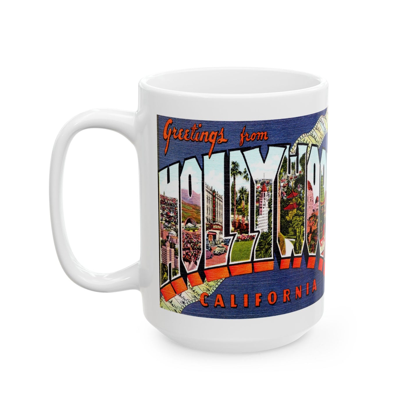 Memebly Retro Greetings from Hollywood CA California Coffee Mug