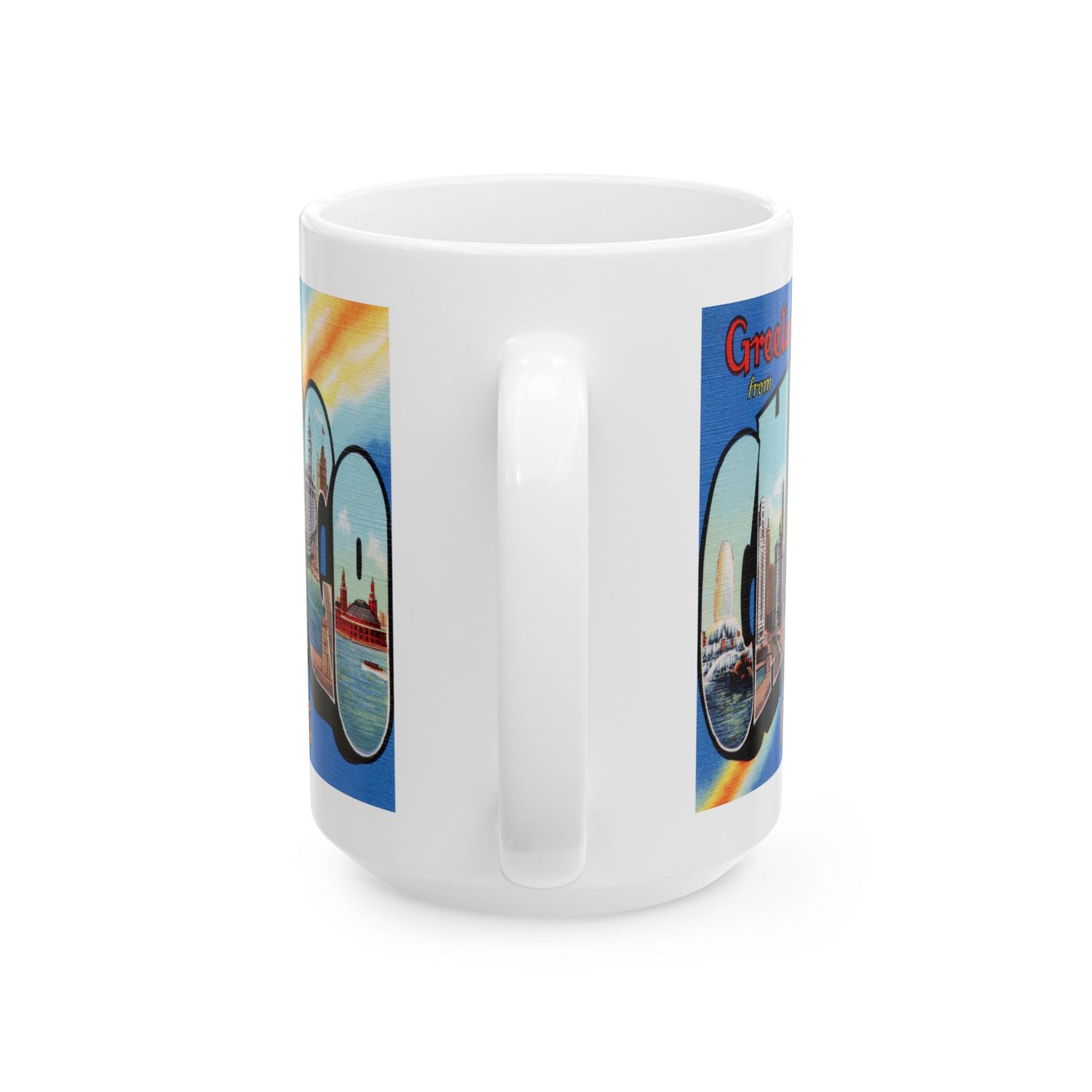 Memebly Scenic Retro Greetings from Chicago IL Coffee Mug