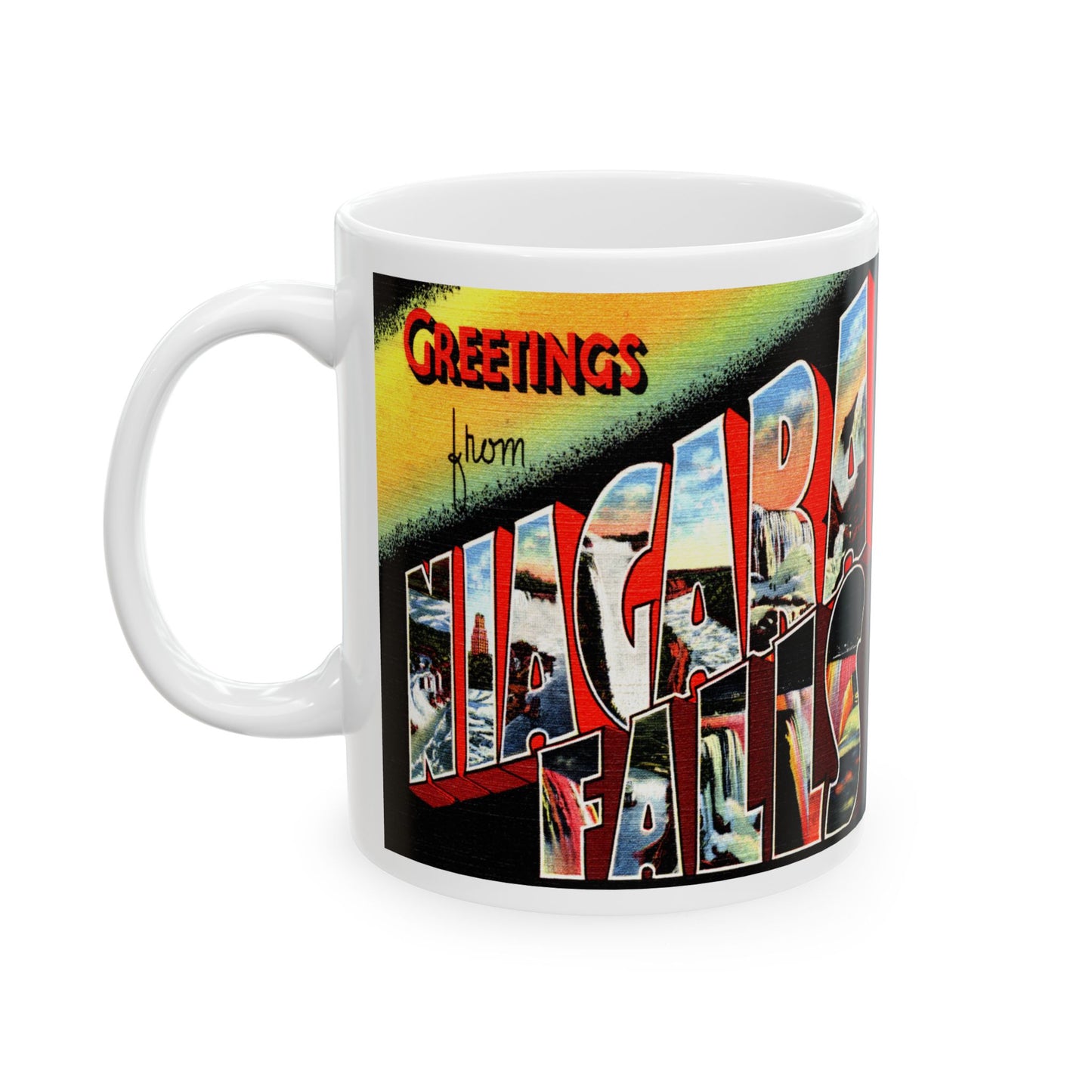 Memebly Retro Greetings from Niagra Falls NY New York Coffee Mug