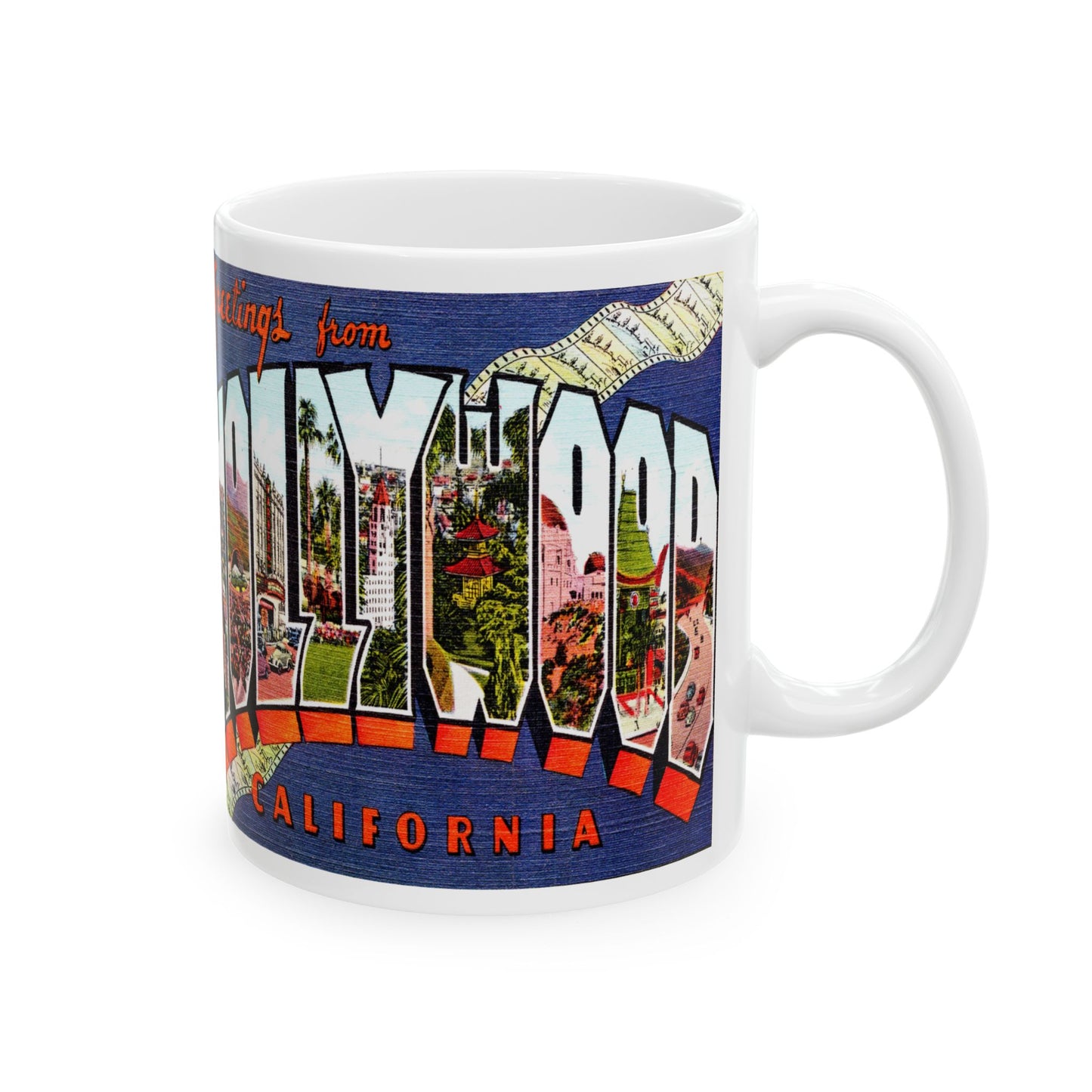 Memebly Retro Greetings from Hollywood CA California Coffee Mug