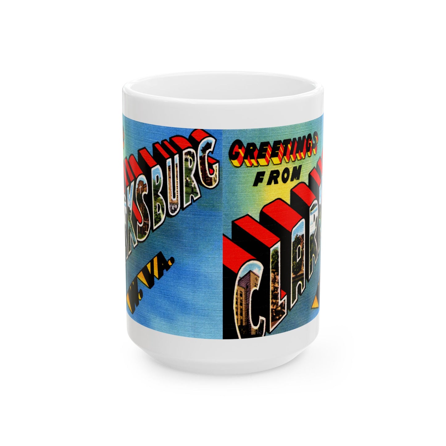 Memebly Vintage Greetings from Clarksburg WV West Virginia Coffee Mug