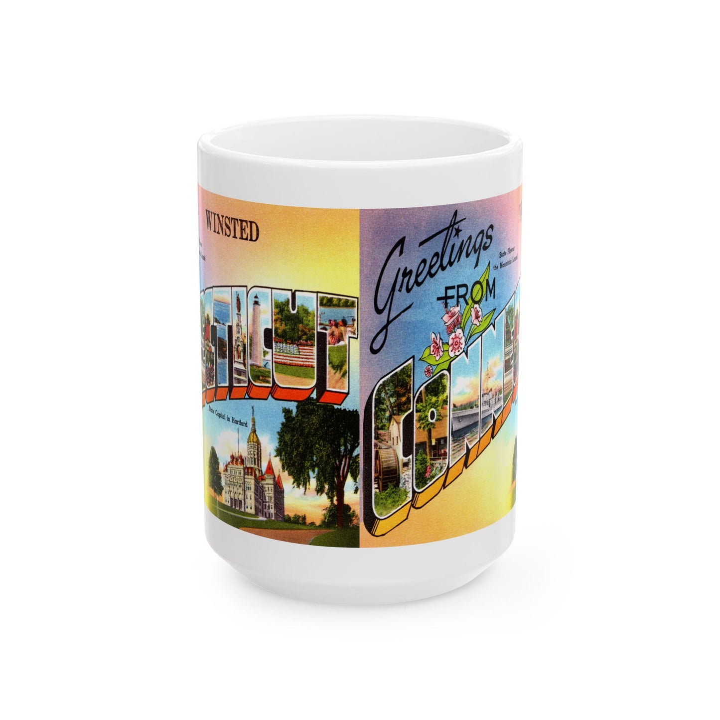 Memebly Vintage Greetings from Winsted CT Connecticut Coffee Mug